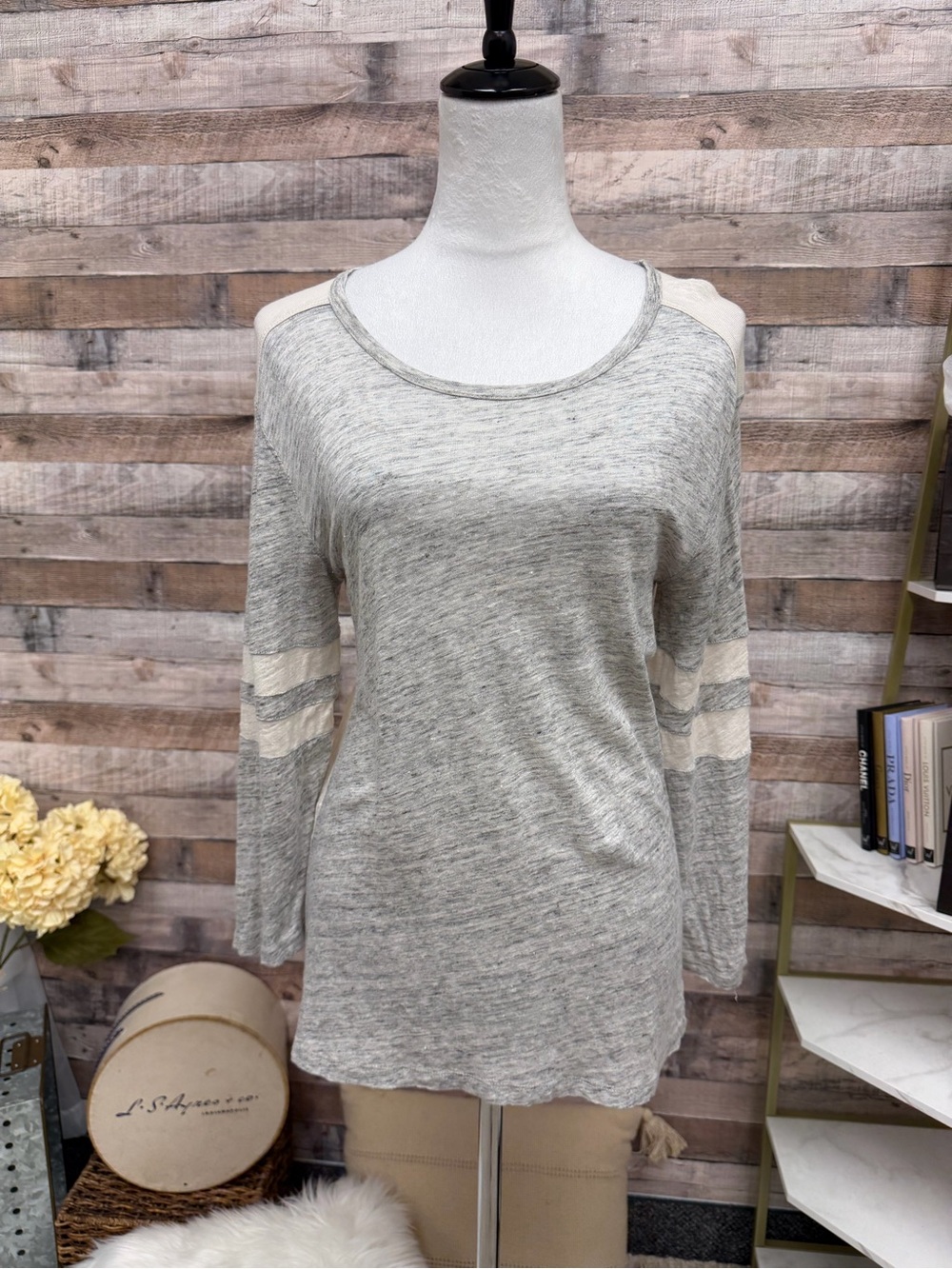 J. Crew Grey Heathered Baseball Tee Small